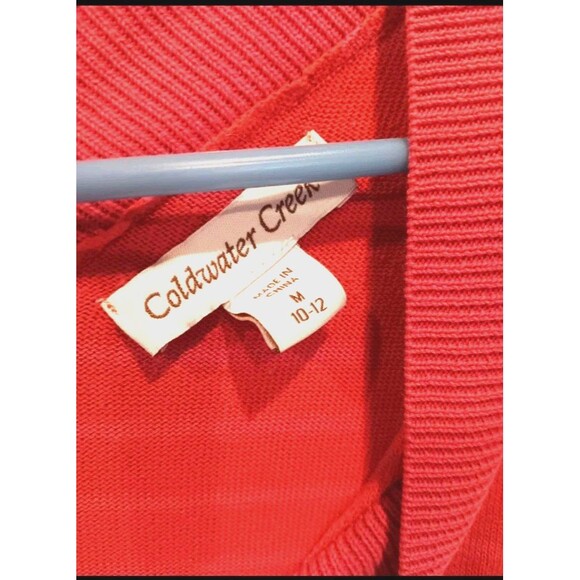 Sweater size M Womans Coldwater Creek red Pink cardigan long sleeve with v neck - Picture 10 of 10